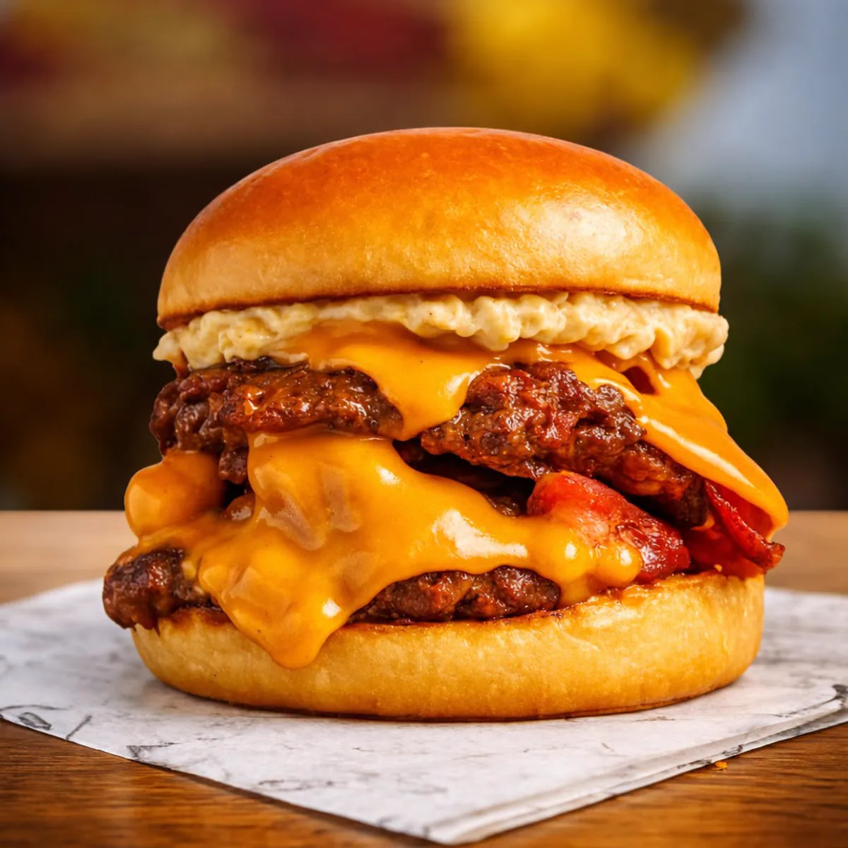 Homer: dois hambúrgueres com cheddar derretido e bacon